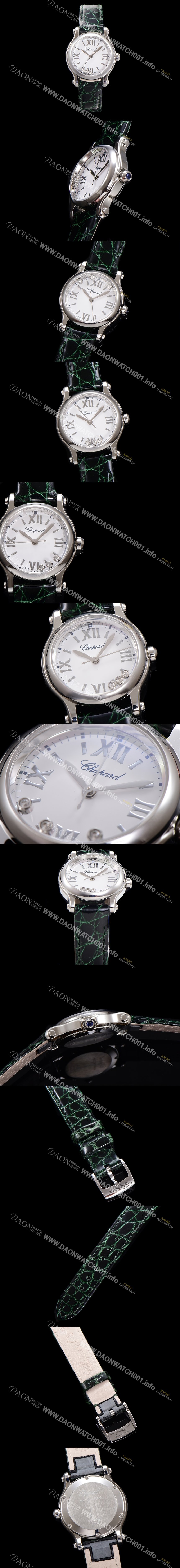 SA급 쇼파드 여성용 해피스포츠 다이아몬드 쿼츠 오리지널 ETA956.102 타입 스몰30mm 레이디스 가죽줄 화이트다이얼 cho6846 xx