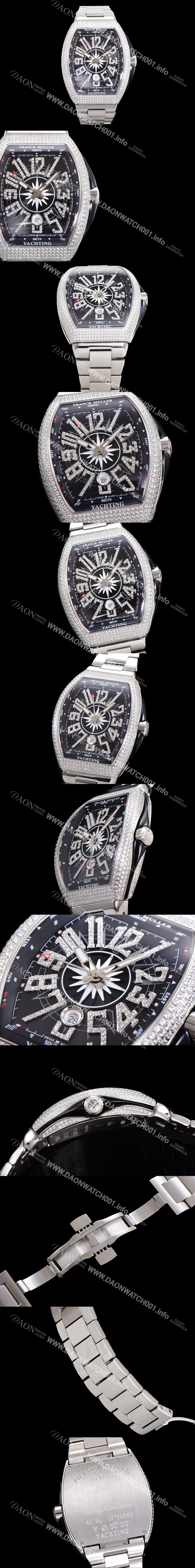 SA급 프랭크뮬러 남성용 1:1수제공정 풀 다이아셋팅 뱅가드 오토매틱 ETA2824 타입 45mm 메탈줄 블랙다이얼 fra4829 xx