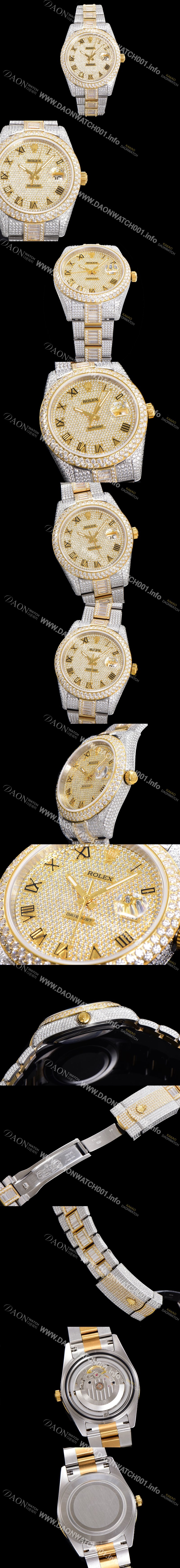 SA급 로렉스 남성용 수제공정형 다이아 18K 옐루골드 튜닝 데이져스트 오토매틱 ETA 2824-2 41mm 보석다이얼 rol46499 xx