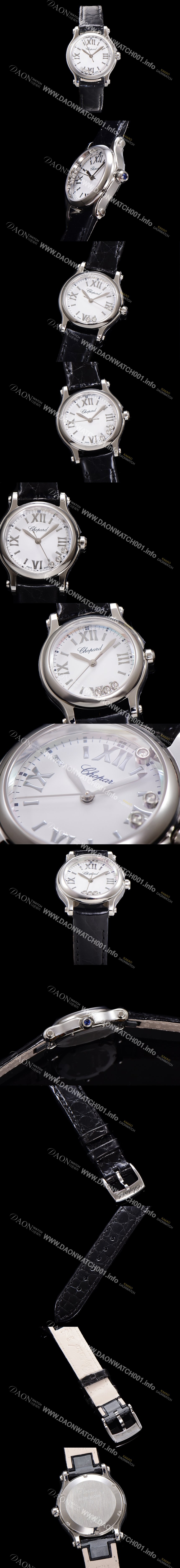 SA급 쇼파드 여성용 해피스포츠 다이아몬드 쿼츠 오리지널 ETA956.102 타입 스몰30mm 레이디스 가죽줄 화이트다이얼 cho6049 xx