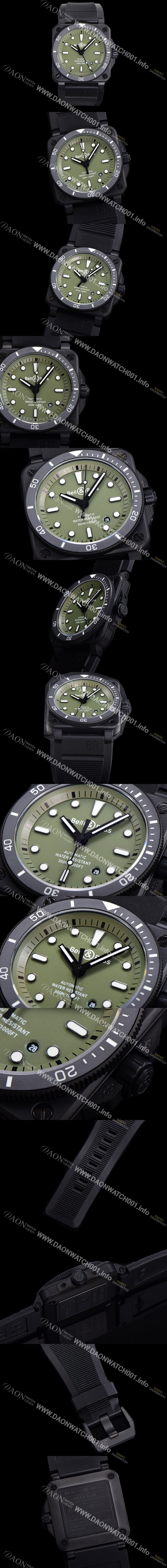 SA급 벨엔로즈 남성용 BR03-92 다이버 오토매틱 ETA2836-2 타입 42mm 우레탄줄 그린다이얼 bel70872 xx