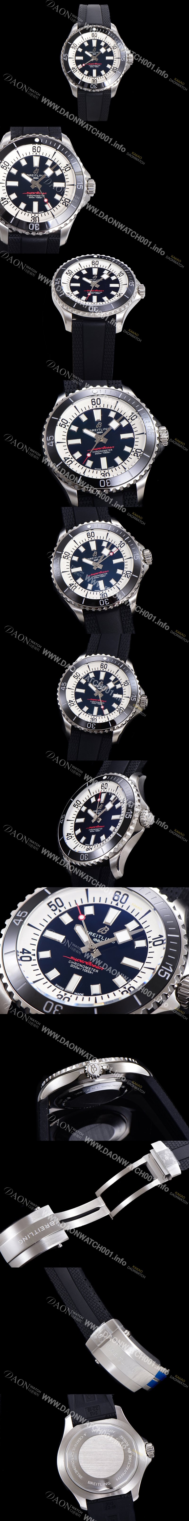 SA급 브라이틀링 뉴 다이버워치 남성용 슈퍼오션 44mm 오토매틱 ETA2824-2 타입 크로노미터 우레탄줄 세라믹베젤 블루다이얼  bre74824 xx