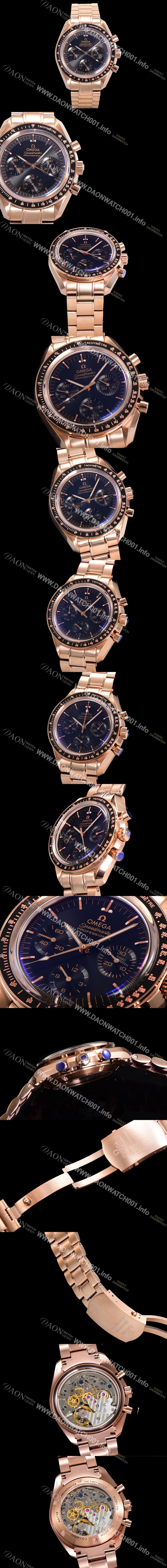 SA급 오메가 남성용 스피드마스터 문워치  프로페셔널 수동기계식 1861타입  42mm 18K 로즈골드 메탈줄 블랙다이얼 omg62429 xx