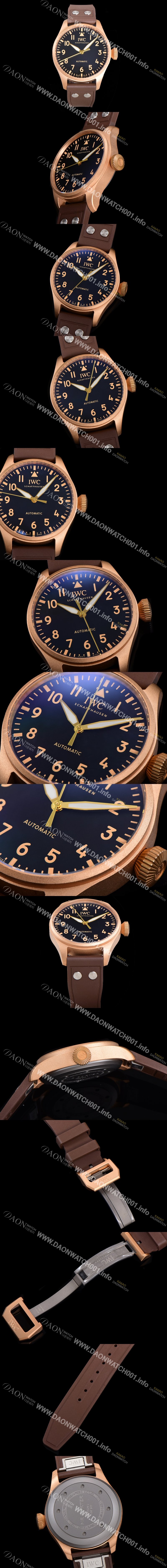 SA급 아이더블유씨 남성용 빅 파일럿 워치 IW329703 브론즈 스핏파이어 43mm 오토매틱 9015 타입 러버스트랩 블랙다이얼 iwc39266 xx
