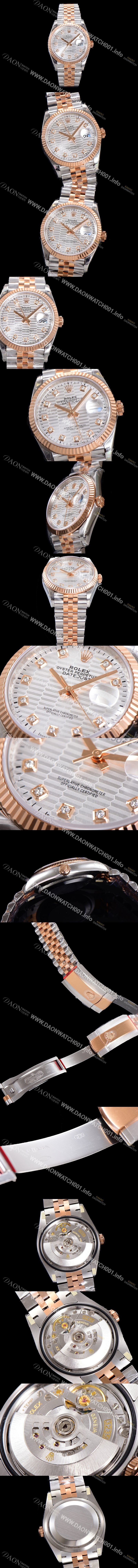 SA급 로렉스 남성용 904L스틸!! 2023신형 데이져스트 36mm II m126231 !! 로즈골드 실버 다이얼 브레이슬릿 신형 Cal.3235 오토매틱 무브먼트 ROL19324 xx
