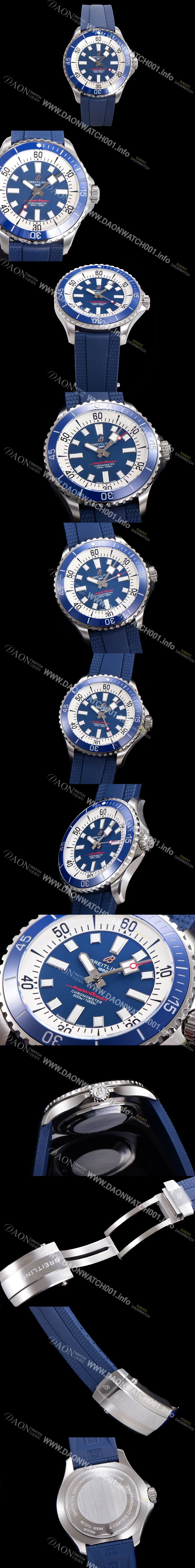 SA급 브라이틀링 뉴 다이버워치 남성용 슈퍼오션 44mm 오토매틱 ETA2824-2 타입 크로노미터 우레탄줄 세라믹베젤 블루다이얼 bre87448 xx