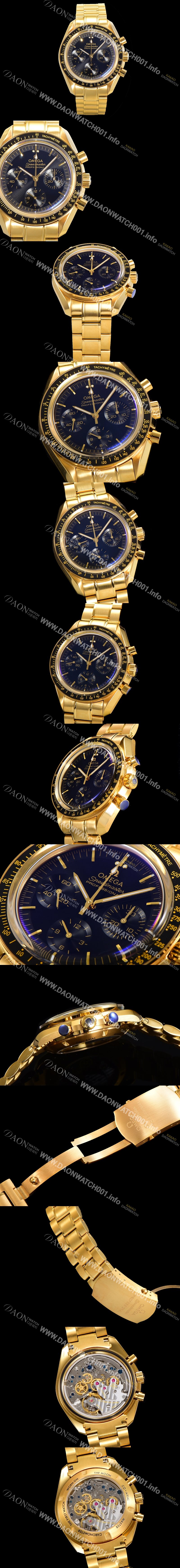 SA급 오메가 남성용 스피드마스터 문워치  프로페셔널 수동기계식 1861타입  42mm 18K 옐루골드 메탈줄 블랙다이얼 omg42929 xx