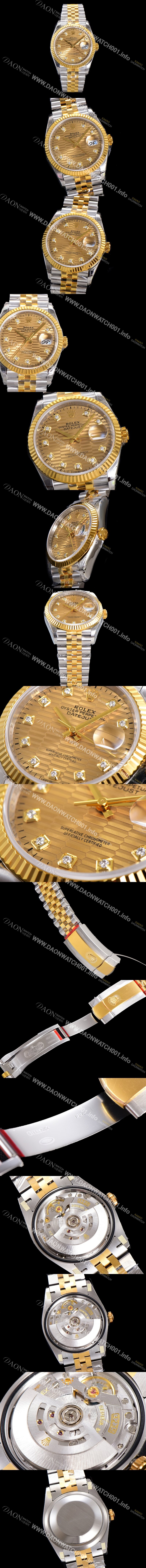 SA급 로렉스 남성용 904L스틸!! 2023신형 데이져스트 36mm II M126233 !! 18K 옐로골드 골드다이얼 브레이슬릿 신형 Cal.3235 오토매틱 무브먼트 ROL29322 xx