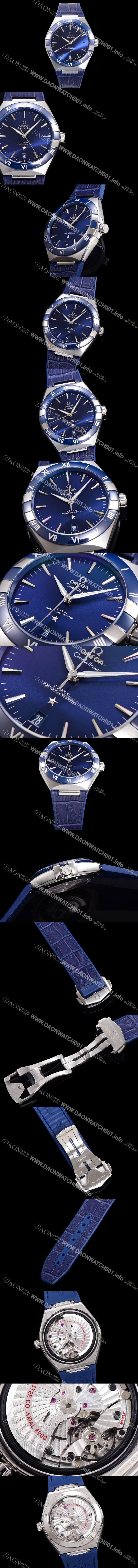 SA급 오메가 남성용 1:1수제공정! 무브UP 컨스틸레이션 코-엑시얼 마스터 오토매틱 Cal.8900타입 41mm  가죽/우레탄 믹스 블루다이얼 omg82287 xx