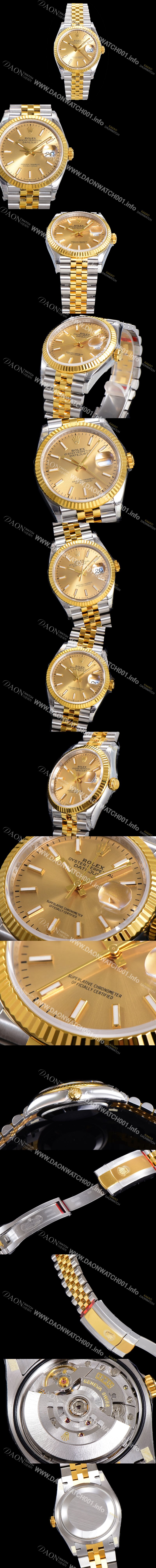 SA급 로렉스 남성용 904L스틸!! 2023신형 데이져스트 36mm II m126233-0015 !! 18K 옐로골드 골드다이얼 브레이슬릿 신형 Cal.3235 오토매틱 무브먼트 ROL29323 xx