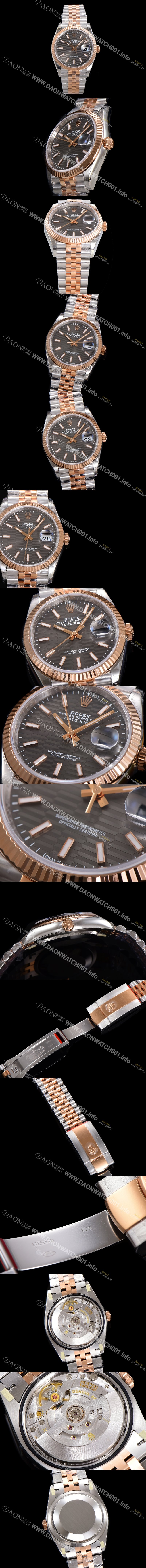 SA급 로렉스 남성용 904L스틸!! 2023신형 데이져스트 36mm II m126231 !! 로즈골드 그레이 다이얼 브레이슬릿 신형 Cal.3235 오토매틱 무브먼트 ROL19326 xx