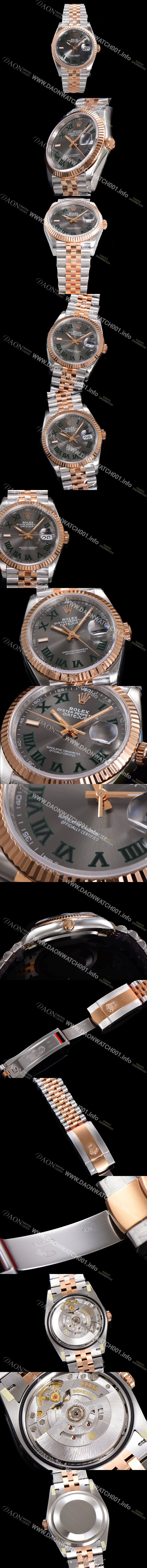 SA급 로렉스 남성용 904L스틸!! 2023신형 데이져스트 36mm II m126231 !! 로즈골드 그레이 다이얼 브레이슬릿 신형 Cal.3235 오토매틱 무브먼트 ROL19327 xx