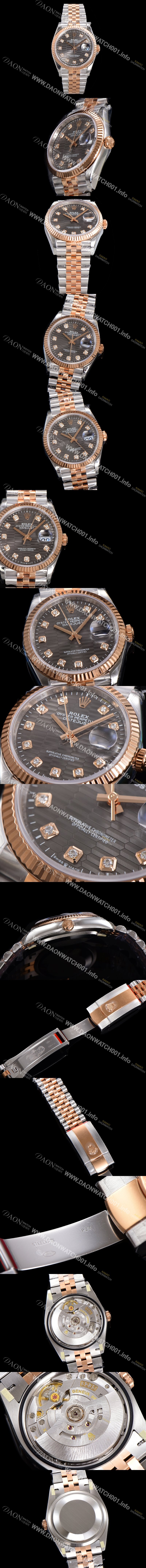 SA급 로렉스 남성용 904L스틸!! 2023신형 데이져스트 36mm II m126231 !! 로즈골드 그레이 다이얼 브레이슬릿 신형 Cal.3235 오토매틱 무브먼트 ROL19325 xx
