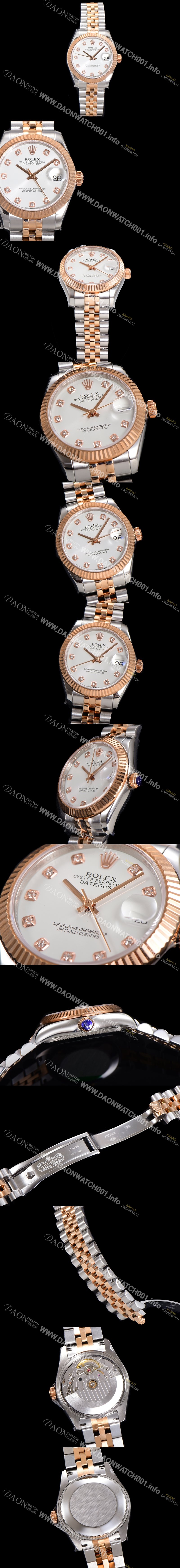 SA급 로렉스 여성용 데이져스트 오이스터 31mm 레이디 오토매틱  18K 로즈골드 투톤콤비 5열 브레이슬릿 메탈줄 화이트다이얼 rol60478 xx