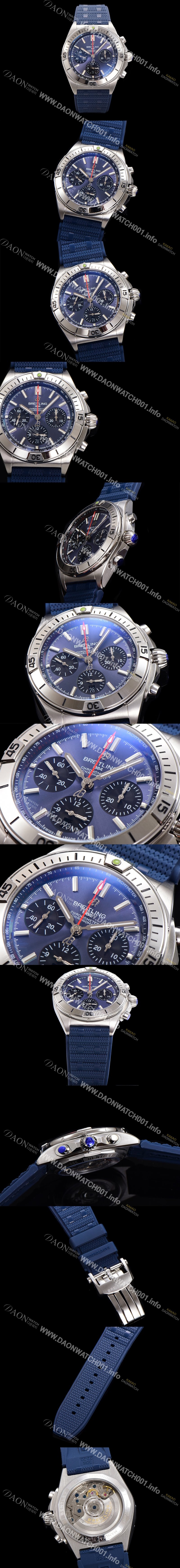 SA급 브라이틀링 남성용 크로노맷 B01 오토매틱 ETA7750-2 타입 42mm 금장시계 우레탄줄 블루 다이얼 bre95034 xx