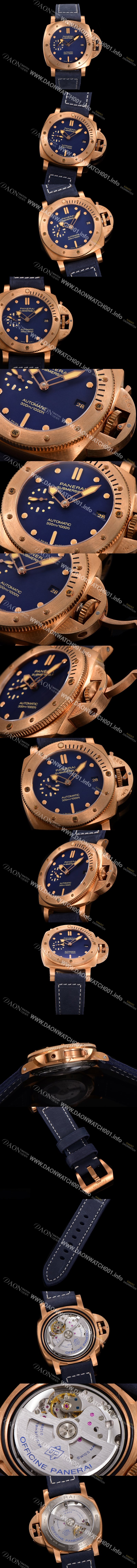 SA급 파네라이 남성용 서브미시블 PAM01074 브론즈 블루 다이얼 PAN0416 xx
