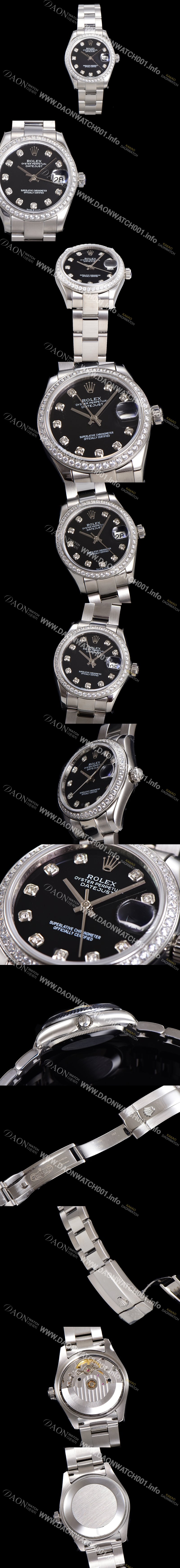 SA급 로렉스 여성용 데이져스트 오이스터 31mm 레이디 오토매틱 보석/다이아몬드 3열 브레이슬릿 메탈줄 블랙다이얼 rol98204 xx