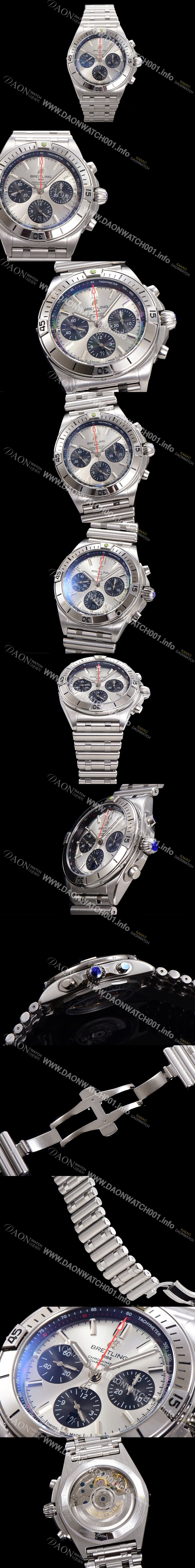 SA급 브라이틀링 남성용 크로노맷 B01 오토매틱 ETA7750-2 타입 42mm 메탈줄 실버다이얼 bre90568 xx