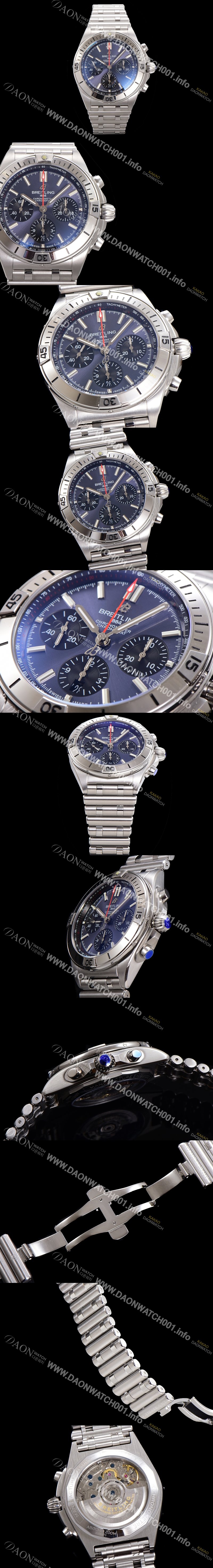 SA급 브라이틀링 남성용 크로노맷 B01 오토매틱 ETA7750-2 타입 42mm 메탈줄 블루 다이얼 bre70814 xx