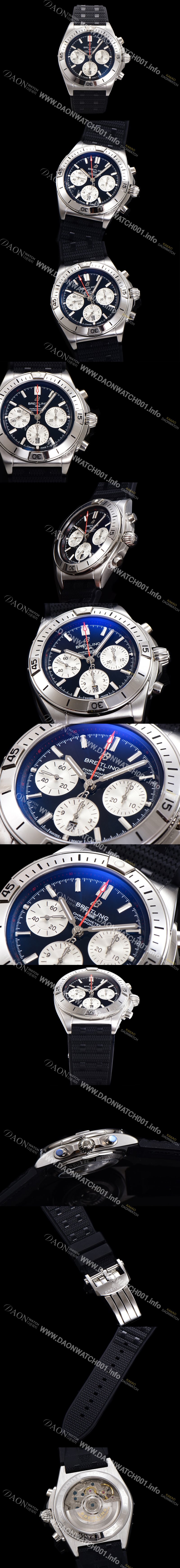 SA급 브라이틀링 남성용 크로노맷 B01 오토매틱 ETA7750-2 타입 42mm 금장시계 우레탄줄 블랙다이얼 bre65312 xx