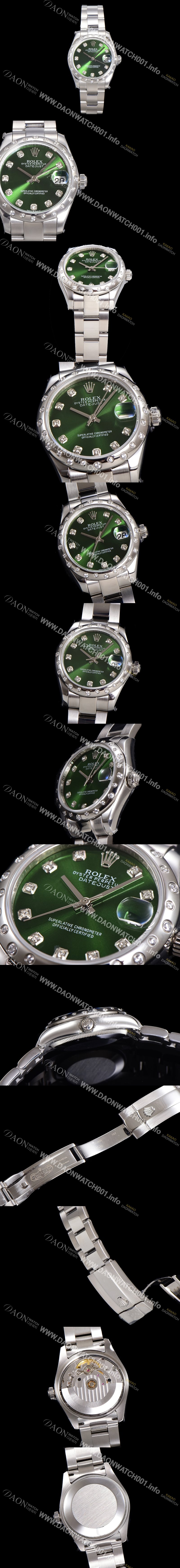 SA급 로렉스 여성용 데이져스트 오이스터 31mm 레이디 오토매틱 하모니 베젤 3열 브레이슬릿 메탈줄 그린다이얼 r rol05234 xx