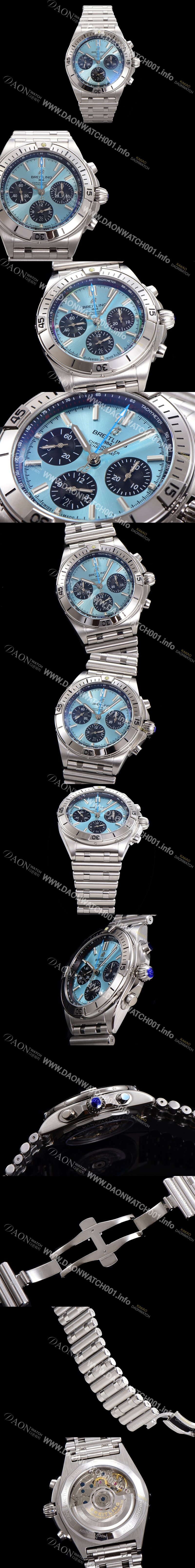 SA급 브라이틀링 남성용 크로노맷 B01 오토매틱 ETA7750-2 타입 42mm 메탈줄 스카이블루다이얼 bre75106 xx
