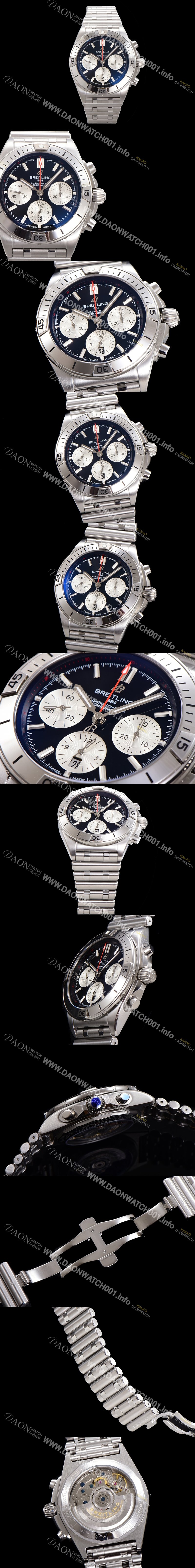 SA급 브라이틀링 남성용 크로노맷 B01 오토매틱 ETA7750-2 타입 42mm 메탈줄 블랙다이얼 bre21546 xx