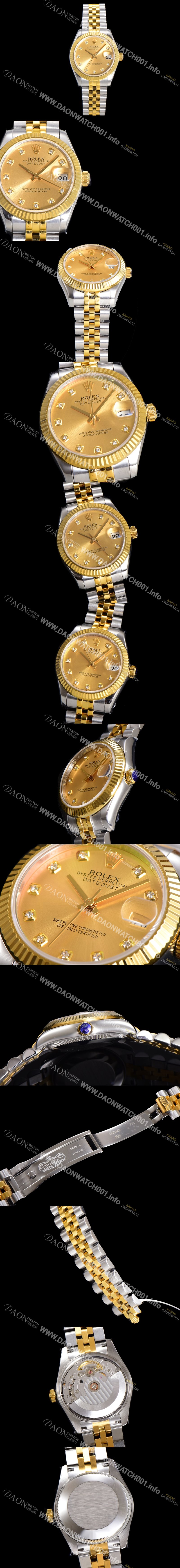 SA급 로렉스 여성용 데이져스트 오이스터 31mm 레이디 오토매틱  18K 옐루골드 투톤콤비 5열 브레이슬릿 메탈줄 골드다이얼 rol25367 xx