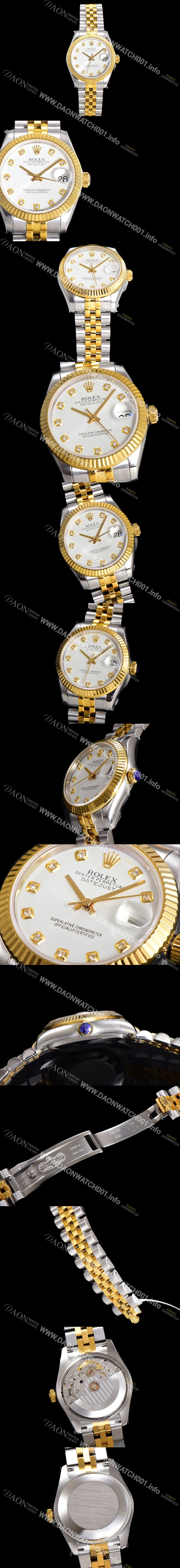 SA급 로렉스 여성용 데이져스트 오이스터 31mm 레이디 오토매틱  18K 옐루골드 투톤콤비 5열 브레이슬릿 메탈줄 화이트다이얼 rol59024 xx