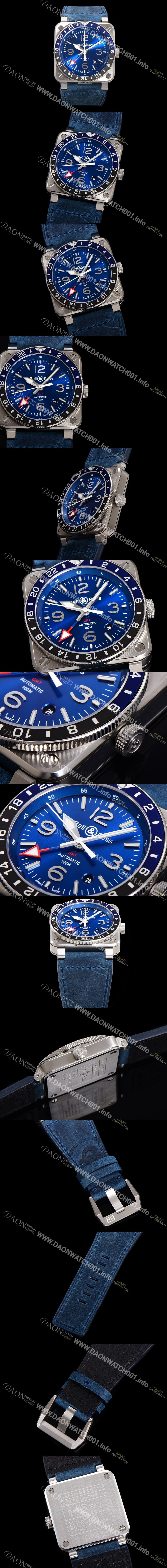 SA급 벨엔로즈 남성용 BR0393 다이버 스틸 오토매틱 ETA2836-2 타입 42mm 가죽줄 블루 다이얼 bel84498 xx