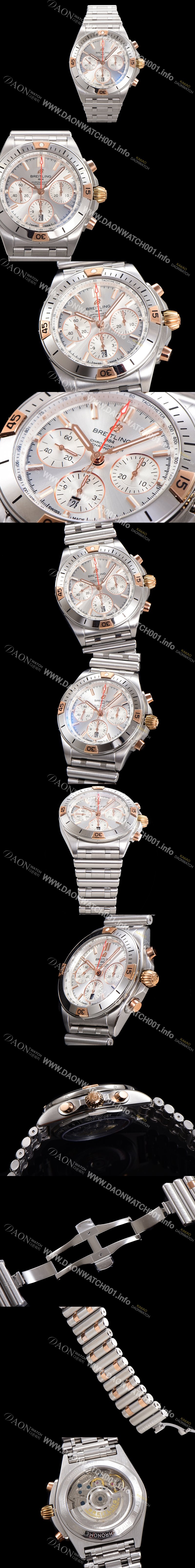 SA급 브라이틀링 남성용 크로노맷 B01 오토매틱 ETA7750-2 타입 42mm 메탈줄 실버다이얼 bre39082 xx