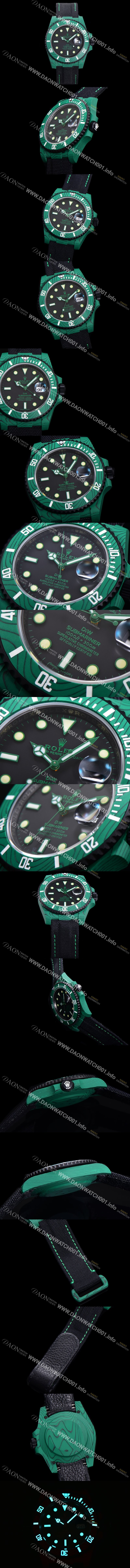 SA급 로렉스 남성용 서브마리너 41mm 리얼그린 포지드카본 오토매틱 Cal.3135 블랙 다이얼 rol49214 xx