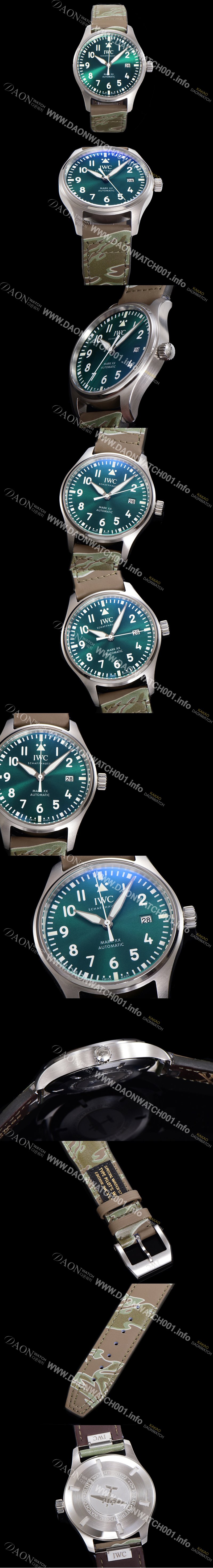 SA급 아이더블유씨 남성용 파일럿 마크18 IW328205 오토매틱 40mm 가죽줄 그린 다이얼 iwc9202 xx