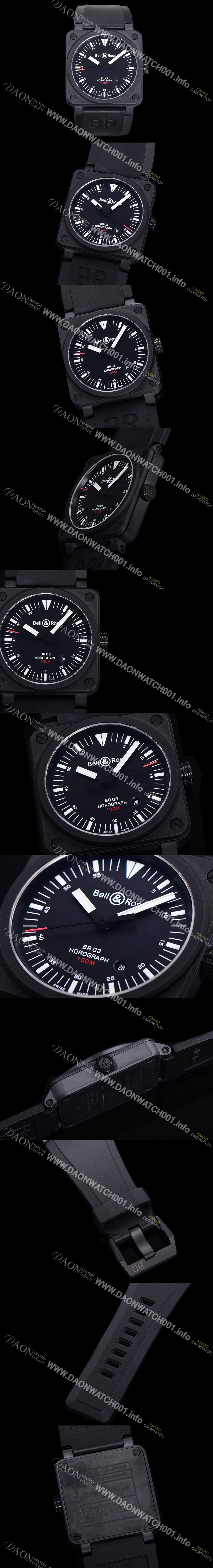 SA급 벨엔로즈 남성용 BR03-92 다이버 세라믹 오토매틱 9015 타입 42mm 우레탄줄 블랙 다이얼 bel80302 xx