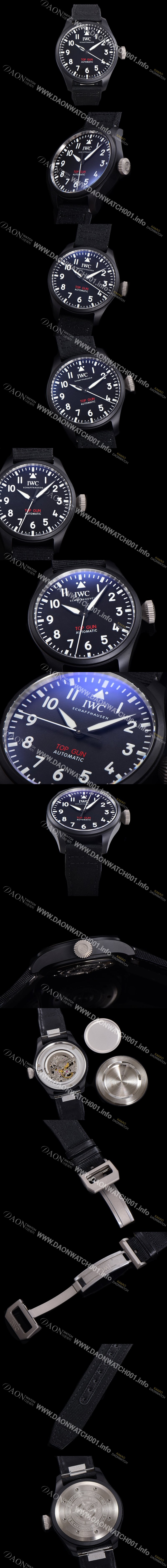 SA급 아이더블유씨 남성용 파일럿 IW329801 오토매틱 43.8mm 세라믹재질 나토천/가죽줄 믹스 블랙 다이얼 iwc29049 xx