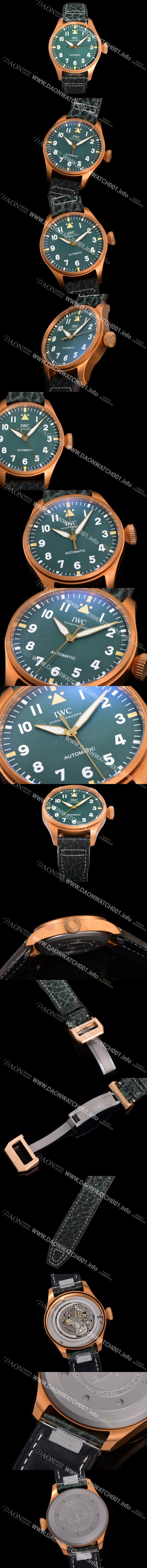 SA급 아이더블유씨 남성용 빅 파일럿 워치 IW329702 브론즈 스핏파이어 43mm 오토매틱 9015 타입 가죽줄 그린다이얼 iwc39263 xx