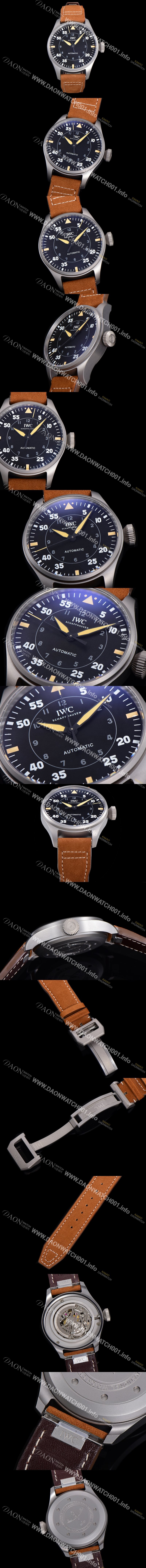 SA급 아이더블유씨 남성용 빅 파일럿 워치 IW329701 티타늄 43mm 오토매틱 9015 타입 가죽줄 블랙다이얼 iwc39268 xx
