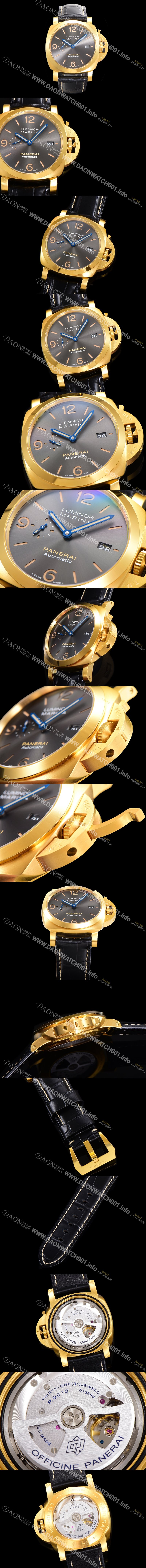 SA급 파네라이 남성용 루미노르 PAM01115  44미리 18K 옐로우골드 오토매틱 그레이 다이얼 pan9122 xx