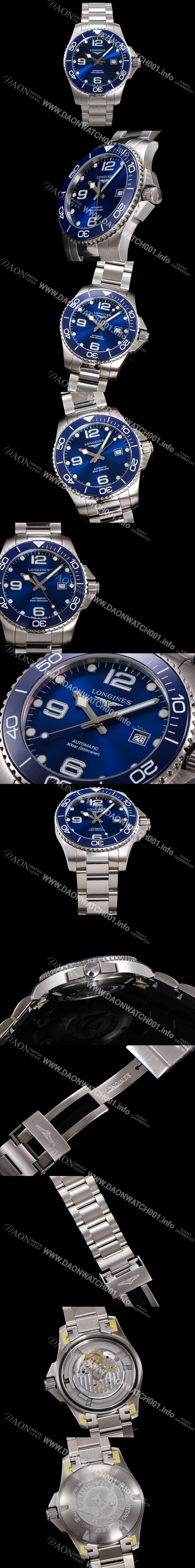 SA급 론진 남성용 하이드로콘퀘스트 L3.781.4.96.6 세라믹 베젤 41mm 블루 다이얼 L888 오토매틱 무브먼트  lon2916 xx
