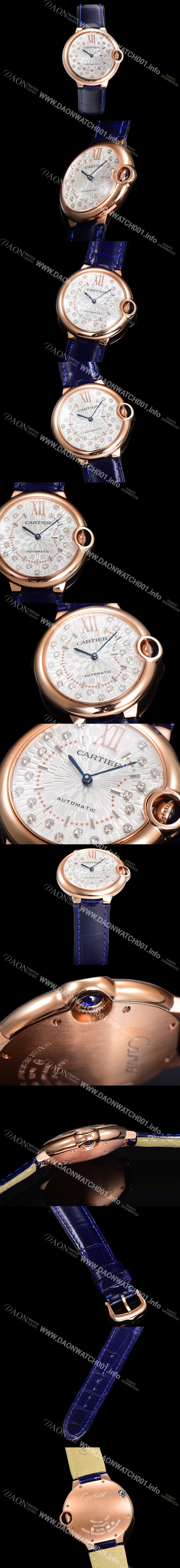 SA급 까르띠에 남성용 신상 발롱블루 WGBB0053 악어가죽 밴드 화이트 다이얼 36mm 오토매틱 무브먼트 CAR0145 xx