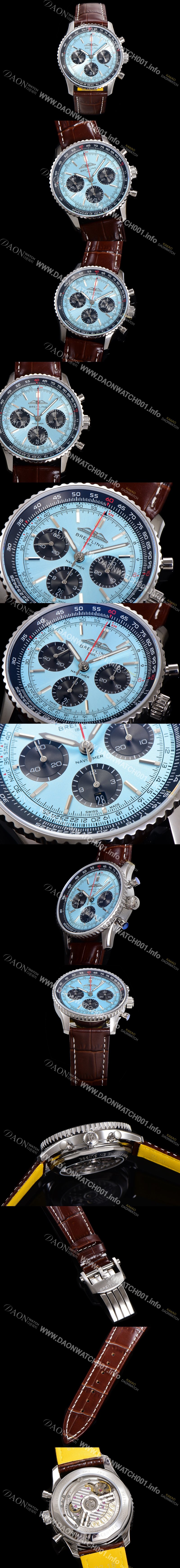 SA급 브라이틀링 남성용 네비타이머 AB0138241C1P1 크로노그래프 ETA7750-2 타입 오토매틱 43mm 가죽줄 블루 다이얼 bre5995 xx