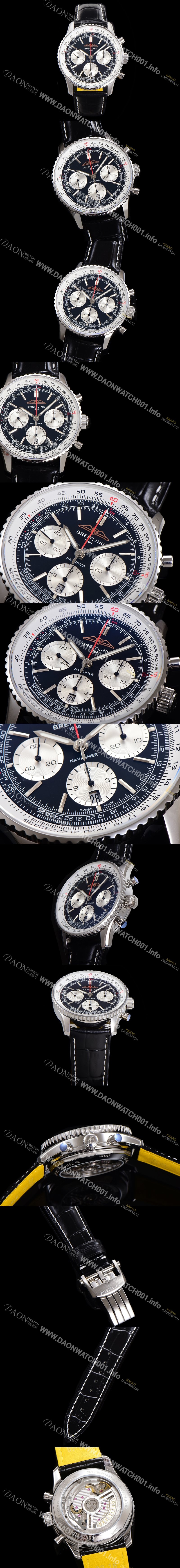 SA급 브라이틀링 남성용 네비타이머 AB0138211B1P1 크로노그래프 ETA7750-2 타입 오토매틱 43mm 가죽줄 블랙 다이얼 bre5996 xx