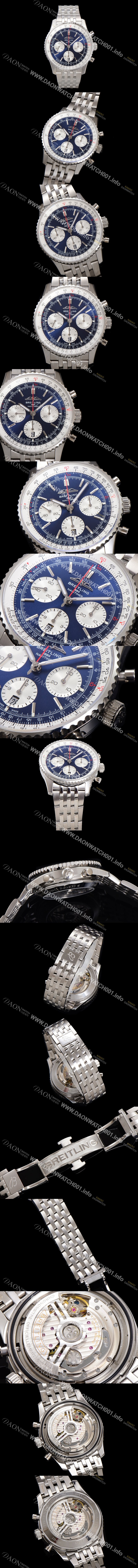 SA급 브라이틀링 남성용 네비타이머 AB0137211C1P1 크로노그래프 ETA7750-2 타입 오토매틱 43mm 메탈줄 블루 다이얼 bre6006 xx
