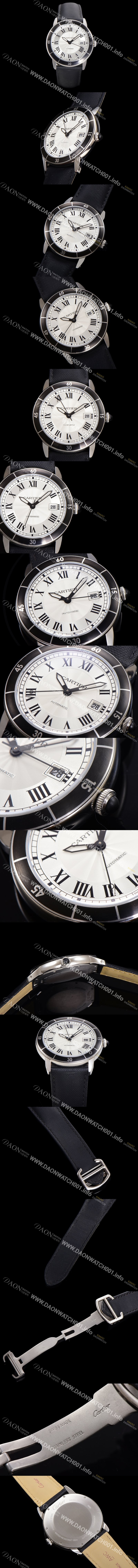 SA급 까르띠에 롱드 끄로아지에 WSRN0002 오토매틱 ETA2824-2 42mm 남성용시계 나토천스트랩 화이트 다이얼 car69312 xx