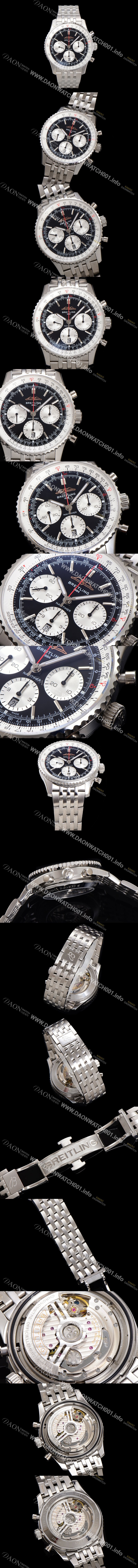 SA급 브라이틀링 남성용 네비타이머 AB0138211B1A1 크로노그래프 ETA7750-2 타입 오토매틱 43mm 메탈줄 블랙 다이얼 bre6007 xx