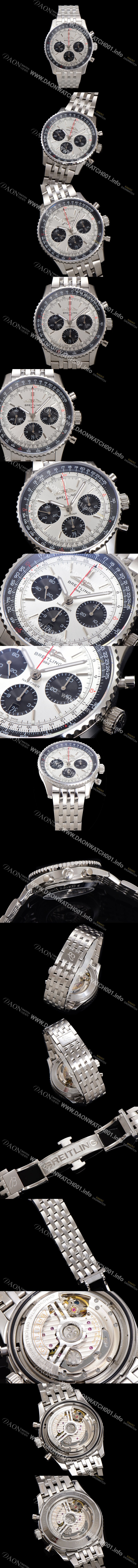 SA급 브라이틀링 남성용 네비타이머 AB0138241G1A1 크로노그래프 ETA7750-2 타입 오토매틱 43mm 메탈줄 실버 다이얼 bre6008 xx