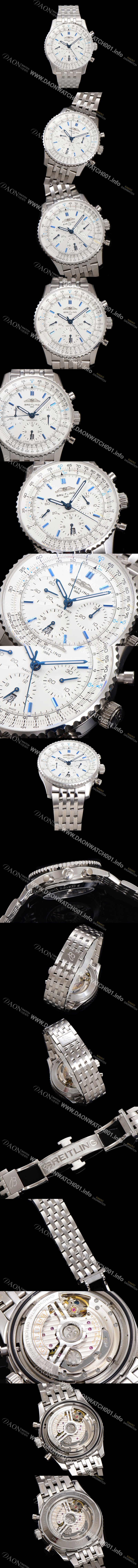 SA급 브라이틀링 남성용 네비타이머 AB0139A71G1A1 크로노그래프 ETA7750-2 타입 오토매틱 43mm 메탈줄 화이트 다이얼 bre6002 xx