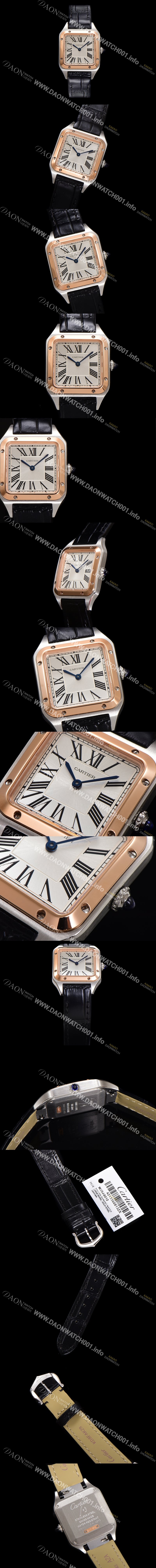 SA급 까르띠에 여성용 산토스 W2SA0012 쿼츠 38mm S 사이즈 18K 로즈골드 화이트 다이얼 car69328 xx