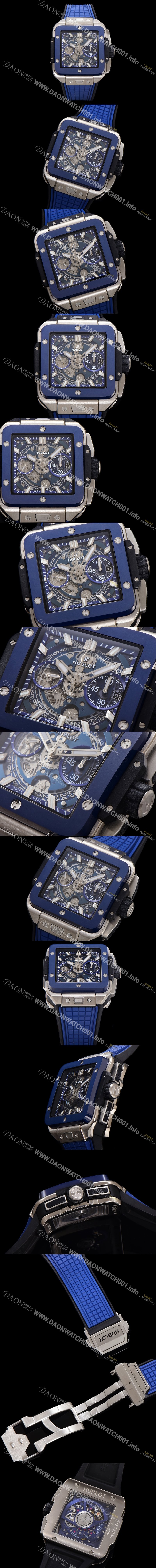 SA급 휴블렛 남성용 스퀘어 뱅 유니코 821.NL.5170.RX 스켈레톤 다이얼 티타늄 에디션 42미리 오토매틱 무브먼트 우레탄 러버밴드 hub2130 xx