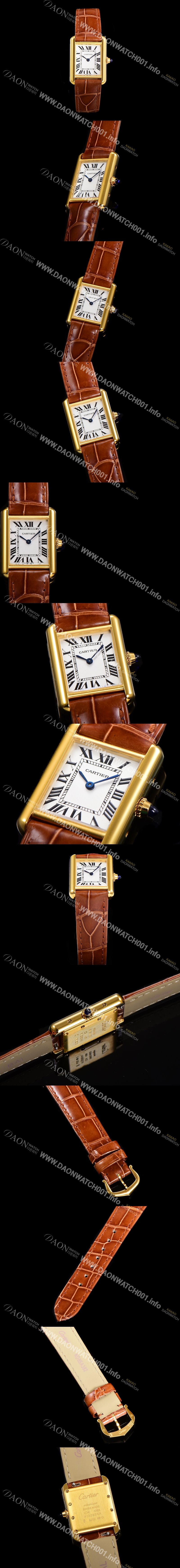 SA급 까르띠에 여성용 신상 탱크 W1529856 실버 다이얼 29mm 옐로우골드 악어가죽 쿼츠 무브먼트 car69360 xx